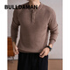 BULLDAMAN old money style Henry collar sweater for men 2025 autumn and winter mulberry silk wool sweater black XL