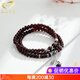 GONMCEAN Burgundy Garnet Bracelet Women's Three Circle Ethnic Style Crystal Bracelet Girl's Birthday Garnet Style