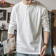 Brilliant American Retro Henley T-shirt Men's Spring and Autumn Large Size 300 Jin Jin equals 0.5 kg Tough guy loose open collar long sleeve bottoming shirt trendy top white L Recommended 80-115 Jin Jin equals 0.5 kg