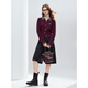 Betu women's 2025 winter new sweater lapel plaid stitching exquisite twisted rope fake two-piece top 2510T39 burgundy M