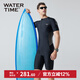 WATERTIME/Shuichuan men's swimsuit and trunks one-piece short-sleeved five-point wetsuit men's swimsuit black silver L
