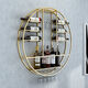 Middle shopkeeper European bar wine cabinet wall-mounted red wine household wine glass rack small apartment grape iron wine rack 70-70-11 gold