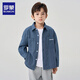 Romon Boys Striped Shirt New Fashionable Children's Autumn and Winter Jacket Trendy Handsome Spring and Autumn Thick Shirt Blue 160