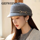 GEFWEIMKL Merino Wool Fisherman Hat Women's Autumn and Winter Elegant Fashion Hat Women's British Retro Versatile Warm Beret Khaki Adjustable (54-59cm)