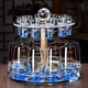 Light luxury quality white wine glass set crystal glass wine dispenser household high-end wine glass one-cup bullet cup Blue Mountain 6 pots 6 cups + rotating crystal stand
