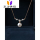 Tongxinren Seawater Sakura Pearl Pendant Gold Necklace Smiling Face Clavicle Chain Aurora Pearl + South Africa 7.5-8mm