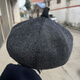 Fangtou pumpkin hat for middle-aged men, beret octagonal hat, doctor's hat, pumpkin hat for men, middle-aged and elderly hats, black woolen S small size (55-56)