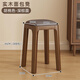 Fat Donglai's same style solid wood stool can be stacked for household use, strong and durable low stool, dining table and chair, soft-covered dressing table stool, single handle - walnut legs - dark brown soft-covered, made of solid wood, widened stool surface