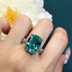 Xidian fashion light luxury large carat ice flower cut Paraiba ring inlaid with high carbon diamond Tanzanite blue fat baguette diamond ring for women Paraiba ring opening adjustable