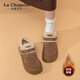 La Chapelle thick-soled snow boots for women in winter new style plus velvet Birkenstock shoes retro all-match thickened warm cotton shoes khaki 38