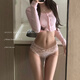 Universal Naked Pink Heart Lace Panties Girls Sexy Low Waist Breathable Bow Briefs Pure Desire Black Pink Contrast Color 12% Off on 5 Pieces XL