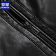 ROMON Leather Jacket Men's Winter Plush Thickened Removable Fur Collar Warm and Cold-proof Down Down Liner Jacket Men Black XL /180 Recommended 120-140 Jin Jin equals 0.5 kg