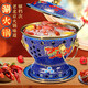 New cloisonné enamel old Beijing small hot pot single alcohol pot environmentally friendly oil hot pot cloisonné copper hot pot single person enamel copper hot pot blue bottom double dragon playing with beads 19cm