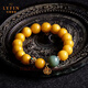 Layun Feiyin collectible Russian chicken fat yellow old beeswax Buddha beads bracelet for women 14k gold-wrapped jasper bracelet with the word 
