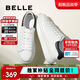 Belle Contrast Color White Shoes Men's Autumn Cowhide Comfortable Thick-soled Casual Sneakers A1160CM3 Black Tail 42