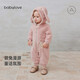 Babylove clearance baby jumpsuit winter plush warm outdoor clothes for baby girls cute hooded romper