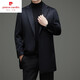 Pierre Cardin autumn and winter men's 100% pure cashmere coat long business casual lapel woolen coat mid-length woolen navy blue (lapel) thickened 24295 XL 180 For models with down lining, please contact customer service