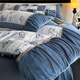 Belles Mercury Home Textiles Autumn and Winter Thickened Warm Baby Milk Velvet Four-piece Set French Retro Style Printed Coral Velvet Quilt Cover Butterfly Flying - Bentley Blue Sheet Type 1.5m Four-piece Set
