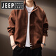 JEEP SPIRIT Jeep High-end Jacket Men's 2025 Autumn and Winter New Japanese Retro Trendy Brand Plaid Stand Collar Loose Jacket Men Red M 100-120Jin Jin is equal to 0.5 kg