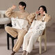Victoria's style couple's pajamas winter coral velvet thickened and warm one man and one woman cartoon cute home wear outer suit LN9018 M women's + men's L