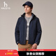 HAZZYS Men's Autumn Casual Jacket Removable Hat Jacket Men's ASVZU0BCU07 Navy Blue NV L (175/96A 48)