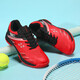 2025 new badminton training shoes for men and women, wear-resistant shock-absorbing mesh, breathable tennis sports professional competition shoes, black and red 41