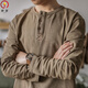 Brilliant American Retro Henley T-shirt Men's Spring and Autumn Large Size 300 Jin Jin equals 0.5 kg Tough guy loose open collar long sleeve bottoming shirt trendy top white L Recommended 80-115 Jin Jin equals 0.5 kg