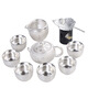 Jiaomingtang 999 sterling silver Kung Fu tea set gift set for leaders and elders to retire, housewarming and retirement practical festival Baifu silver set 10 pieces