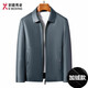 KBXNG Jinba Clothing Genuine Leather Jacket Men's Middle-aged Autumn and Winter Plus Velvet Thickened Middle-aged Dad Men's Jacket Blue Lapel Single Style 2402 Blue Lapel Single Style 2 L 175 Weight 120-140 Jin Jin is equal to 0.5 kg
