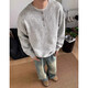 Yuyong American retro Henry collar sweater, lazy and high-end men's shoulder sweater jacket, cleanfit bottoming shirt, light gray XL