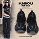 Global niche black trendy dad shoes for women 2025 autumn new hot style versatile casual thick-soled sneakers