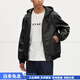COACH fashionable and versatile trendy solid color zipper pocket hooded casual leather jacket for men black Christmas gift black M
