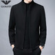 Men's jacket autumn woolen jacket men's woolen jacket middle-aged wool stand-up collar clip gray M 170