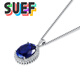 SUEF King Oval Tanzanite Sapphire Necklace Pendant Women's Pendant Clavicle Versatile Colored Stone Does Not Fade White Gold (Main Stone 8x10mm) with Chain 0 Carat