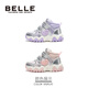 Belle Children's Shoes Girls' Velvet Sports Shoes 2025 Winter New Children's Cotton Shoes Warm Casual Shoes Silver/Purple 34