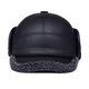Hengyuanxiang winter genuine leather hat for middle-aged and elderly men's cowhide peaked cap to keep warm and ear-protective baseball cap for the elderly cotton hat grandpa A style black L (55-56cm) small head circumference