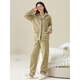 Anzhiban anti-static coral velvet pajamas for women in winter thickened warm flannel cardigan autumn and winter men's home clothes women 64957# bean sand powder M