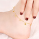 Six pills 18k gold anklet female ring four-leaf clover rose gold color gold transfer small gold beads simple personalized pendant anklet 1