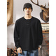 Maorong Warm Autumn American retro Henry collar Polo shirt men's long-sleeved autumn new tough guy T-shirt men's loose black hit black M _Suitable for 100-125Jin Jin equals 0.5 kg