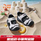 ANTA Children's Sandals Baby Shoes 2025 Winter New Velcro Toe Anti-collision Soft Elastic Beach Shoes Male Black/Snowflake White 0036-2 25