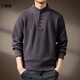 Lanlingfang high-end American heavyweight handsome Henry collar sweater for men 2025 spring and autumn new warm retro bottoming sweater for men gray khaki S_suitable for 90-110Jin Jin is equal to 0.5 kg