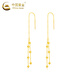 CHINA GOLD 18K gold stud earrings for women 2025 new earrings round beads tassel Valentine's Day birthday gift for girlfriend and wife 18K gold tassel ear wire about 0.5g one pair
