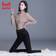 MiiOW high-waist silk, silk cotton trousers and velvet jeans for women 2025 new winter thickened and warm outer wear to show slimming feet black denim/strip/strip sheep lining Height 158-169 cm 2XL Weight 125-135
