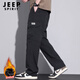 JEEP SPIRIT Jeep casual pants men's velvet pants men's autumn and winter overalls loose straight wide-leg pants versatile sports pants for men