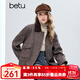 Betu Women's 2025 Winter New Short Jacket High-Quality Winter Barn Style Sheep Wool Jacket Women 2511T30 Mocha Color XS