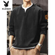 Playboy (PLAYBOY) fake two-piece long-sleeved t-shirt men's trendy brand v-neck top American retro waffle henley shirt base sweatshirt apricot heavy 400g M 100120Jin Jin equals 0.5 kg