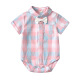 Bangshijieli summer infant suit for boys, short-sleeved shirt and overalls, one-month-old dress, one-year-old gentleman's suit (covering farts), shirt + bow tie + overalls 90