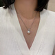 Ai Yunlai Zhengyuan Strong Light Freshwater Edison Pearl Princess Diana Style Pendant Mirror High Quality Zircon 18k Gold Necklace Wedding 12-13mm (Silver Chain Free)