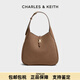CHARLES&KEITH25 Winter Simple Commuting Large Capacity Tote Bag Bucket Bag Holiday Gift CK2-40782726-1Mocha Brown