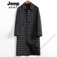 JEEP SPIRIT new double-sided woolen coat men's fashion trend plaid wool coat loose woolen windbreaker jacket winter black and gray plaid 2024 new color L